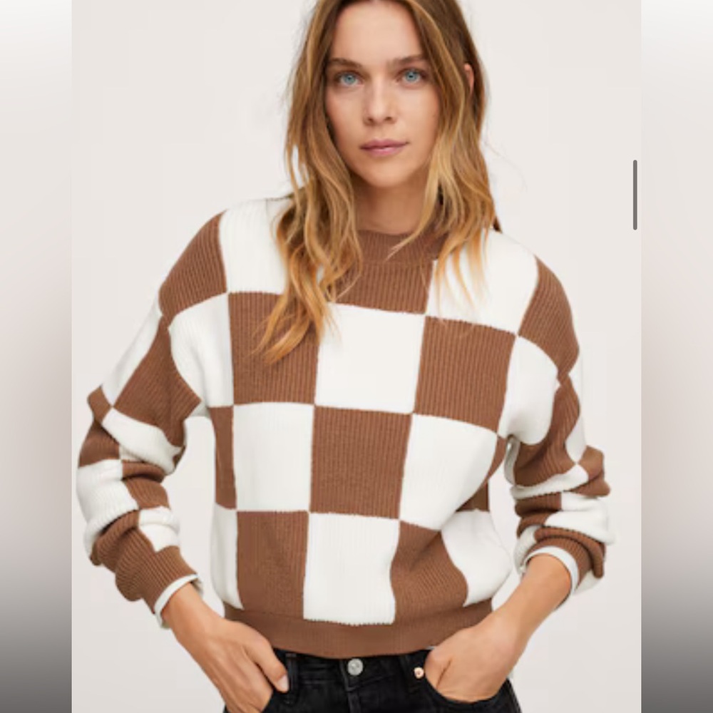 Mango Checks Knit Sweater
